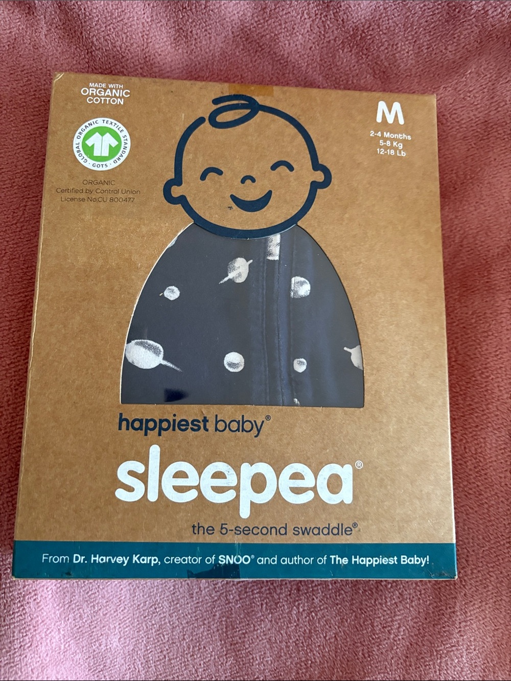 Happiest Baby One-Piece Swaddle in Navy Dot - M (2-4 Months)